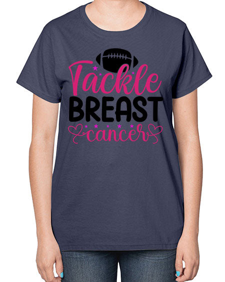 Tackle Breast Cancer 4# - breast cancer-  Ladies T-Shirt