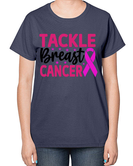 Tackle Breast Cancer 5# - breast cancer-  Ladies T-Shirt