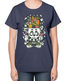 Vegetable Skull Head 1195# - skull and bones-  Ladies T-Shirt