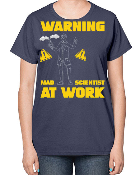 WarningMadScientistAtWorkScientistSkinite Scientist Skinite 13# - general science-  Ladies T-Shirt
