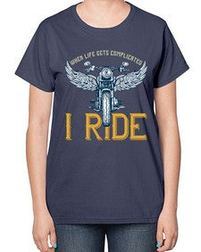 When life gets complicated 76# - motorcycle-  Ladies T-Shirt