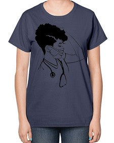 black nurse 3# - black girls or women-  Ladies T-Shirt