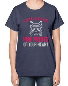 cats leave paw prints on your heart Style 39# - cats-  Ladies T-Shirt