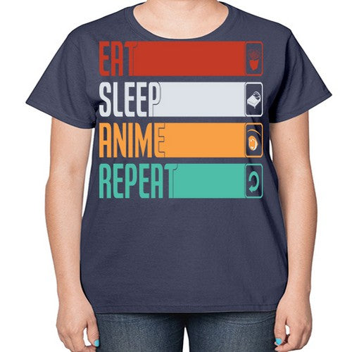 eat sleep anime repeat225# - anime-  Ladies T-Shirt