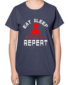 eat sleep hack repeat 48# - computer-  Ladies T-Shirt
