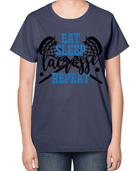 eat sleep lacrosse repeat 15# - lacrosse-  Ladies T-Shirt