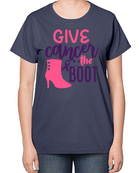 give cancer the boot Style 1# - breast cancer-  Ladies T-Shirt