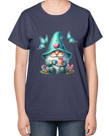 gnome with butterfly 14# - gnome-  Ladies T-Shirt