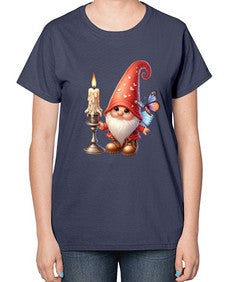 gnome with butterfly 16# - gnome-  Ladies T-Shirt