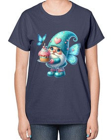 gnome with butterfly 20# - gnome-  Ladies T-Shirt
