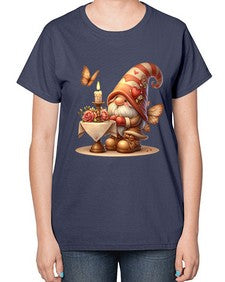gnome with butterfly 21# - gnome-  Ladies T-Shirt