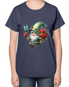 gnome with butterfly 24# - gnome-  Ladies T-Shirt