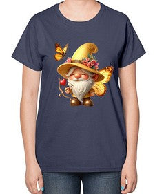 gnome with butterfly 27# - gnome-  Ladies T-Shirt