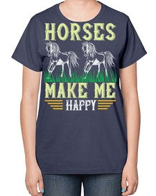 horses make me happy Style 40# - horse-  Ladies T-Shirt