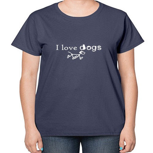 i love dog 169# - dogs-  Ladies T-Shirt