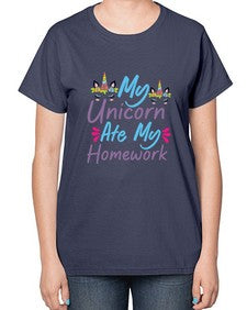 my unicorn ate my homework 318# - unicorn-  Ladies T-Shirt