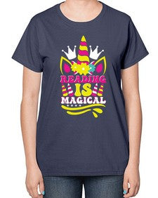 reading is magical 366# - unicorn-  Ladies T-Shirt