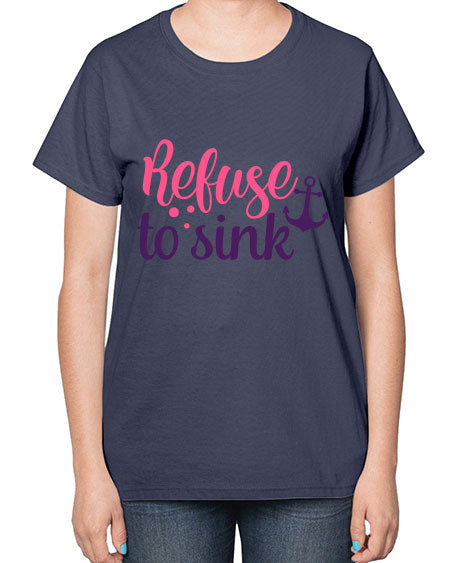 refuse to sink Style 4# - breast cancer-  Ladies T-Shirt