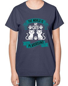 the world is my cats playground Style 119# - cats-  Ladies T-Shirt