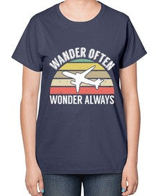 wander often wonder always  47# - airplane-  Ladies T-Shirt