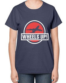 wheels up  50# - airplane-  Ladies T-Shirt