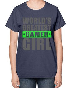worlds greatest gamer girl 166# - video games-  Ladies T-Shirt