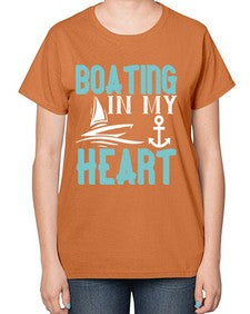 Boating in my heart 13# - boats-  Ladies T-Shirt