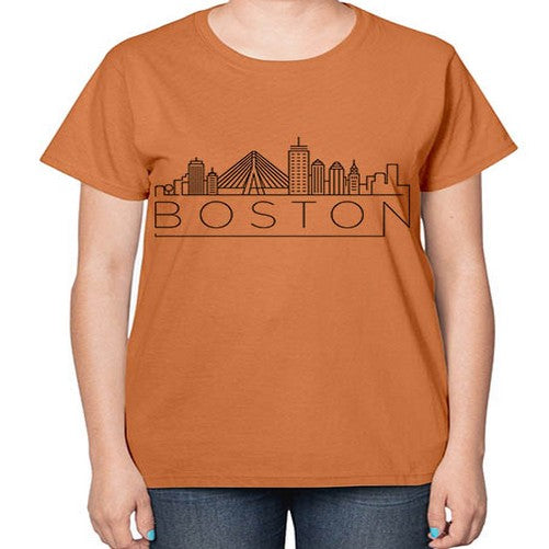 Boston Minimal Skyline 477# - cities-  Ladies T-Shirt