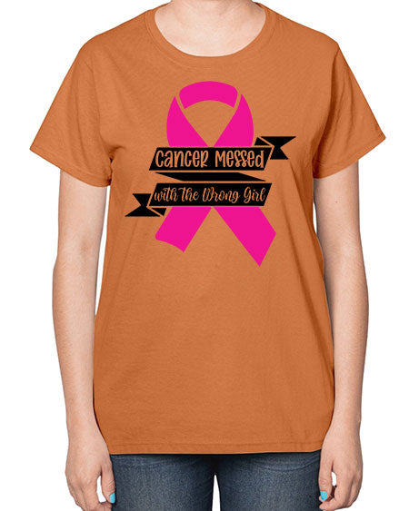 Cancer Messed with the Wrong Girl 30# - breast cancer-  Ladies T-Shirt