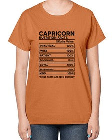 Capricorn Nutrition Facts 185# - capricorn-  Ladies T-Shirt