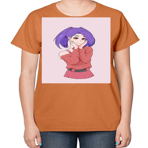 Cute girl with cute pose 138# - anime-  Ladies T-Shirt