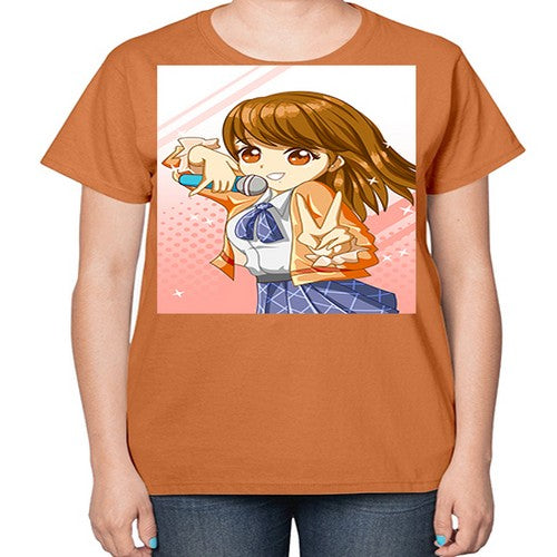 Cute teenage student girl singing song 47# - anime-  Ladies T-Shirt