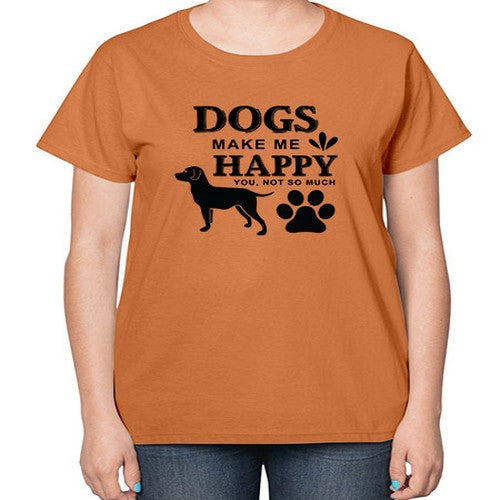 Dogs Make Me Happy Style 44# - dogs-  Ladies T-Shirt
