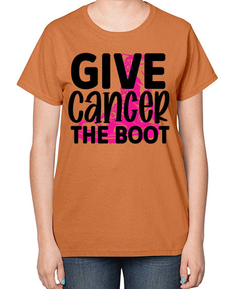 Give Cancer the Boot 25# - breast cancer-  Ladies T-Shirt