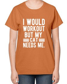 I would Workout - cats-  Ladies T-Shirt