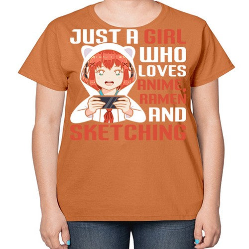 Just a girl who loves anime ramen and sketching260# - anime-  Ladies T-Shirt