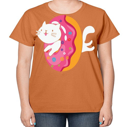 Kawaii Cat Donut Anime Lover Anime 267# - anime-  Ladies T-Shirt