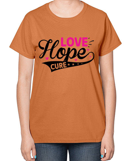 Love Hope Cure 14# - breast cancer-  Ladies T-Shirt
