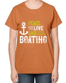 Peace Love and Boating 33# - boats-  Ladies T-Shirt