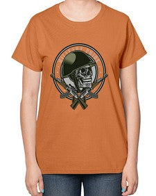 Skull Soldier 1066# - skull and bones-  Ladies T-Shirt