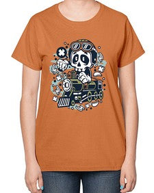 Skull Train 1067# - skull and bones-  Ladies T-Shirt