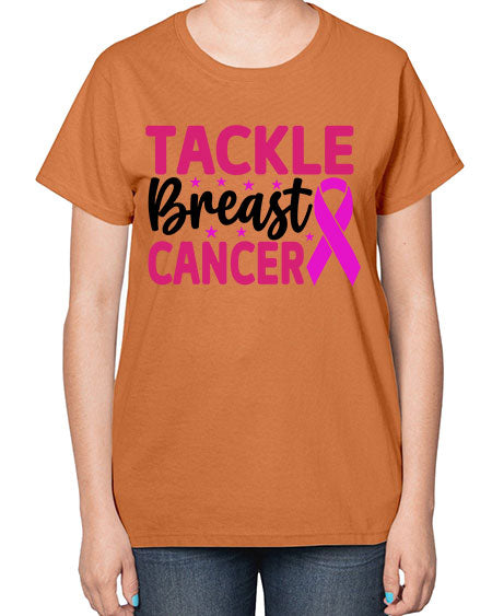 Tackle Breast Cancer 5# - breast cancer-  Ladies T-Shirt