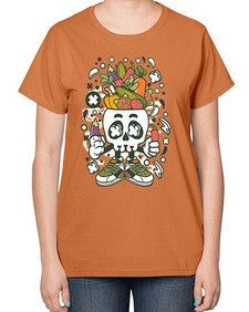 Vegetable Skull Head 1195# - skull and bones-  Ladies T-Shirt