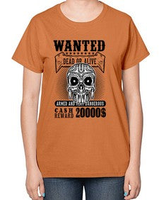 Wanted 1204# - skull and bones-  Ladies T-Shirt