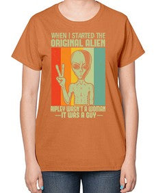 When I started the original alien 45# - ufo-  Ladies T-Shirt