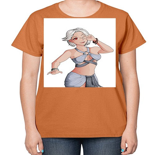 White hair girl wearing summer outfit 40# - anime-  Ladies T-Shirt