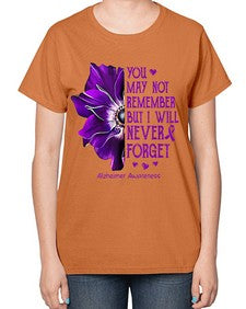 You may not remember but I will never forget alzheimer 223# - alzheimers-  Ladies T-Shirt