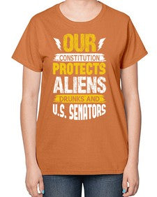 Your constituion protects aliens and drunks 49# - ufo-  Ladies T-Shirt