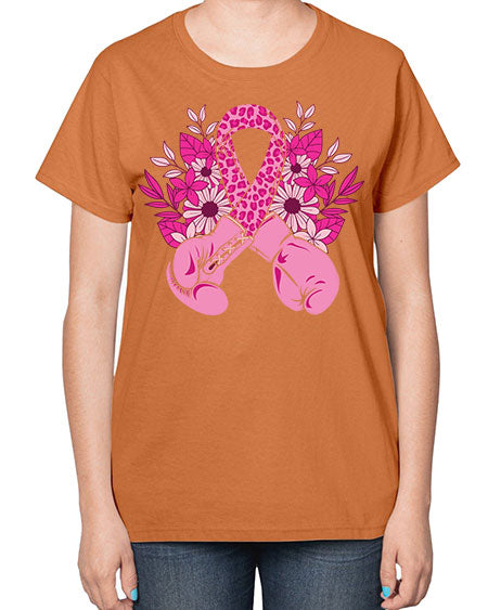 boxing gloves breast cancer - breast cancer-  Ladies T-Shirt