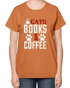 cats books and coffee Style 38# - cats-  Ladies T-Shirt